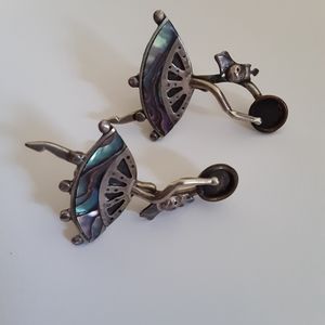 Vintage Abalone, Sterling Silver Earrings